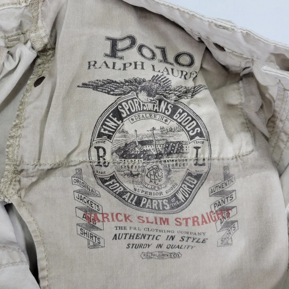Polo Ralph Lauren Men's‎ Beige Jean Pants Varick Slim Striaght Size 36 x 32